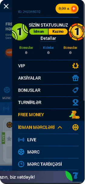 Mostbet kazino menyusu
