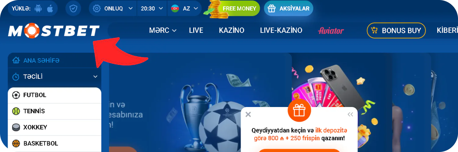 Mostbet veb saytına daxil olun